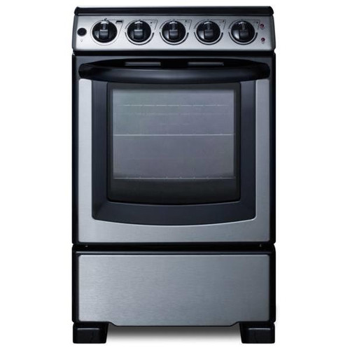 Summit Appliance 20 In. 4-Burner Smooth-Top Slide-In Electric Range In Stainless Steel