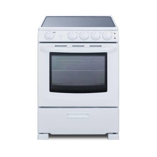 Summit Appliance 24 In. 2.9 cu. ft. Smooth Electric Slide-In Range, Manual Clean, White, ADA