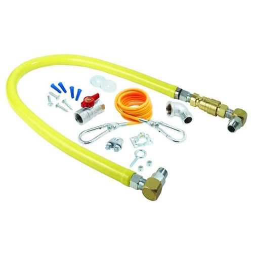 T & S Gas Hose W/ Quick Disconnect, 3/4" Npt X 48" Long, Installation Kit & Swivelink