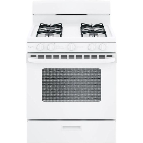 Hotpoint 30 In. 4.8 cu. ft. 4 Burner Gas Freestanding Range, Standard Clean, White, ADA RGBS200DMWW