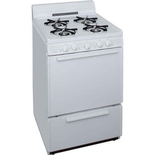 Premier 24 In. 2.9 cu. ft. 4 Burner Gas Freestanding Range, Manual Clean, White, ADA SCK100OP