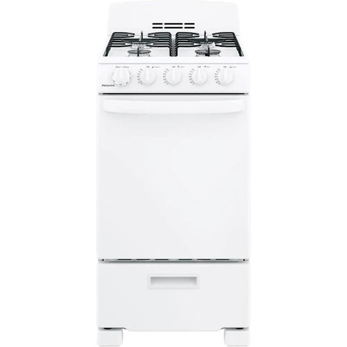 Hotpoint 20 In. 2.3 cu. ft. 4 Burner Gas Freestanding Range, Standard Clean, White, ADA