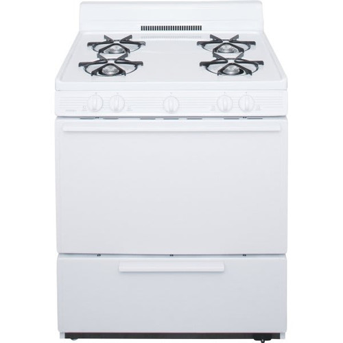 Premier 30 In. 3.9 cu. ft. 4 Burner Gas Freestanding Range, Manual Clean, White, ADA