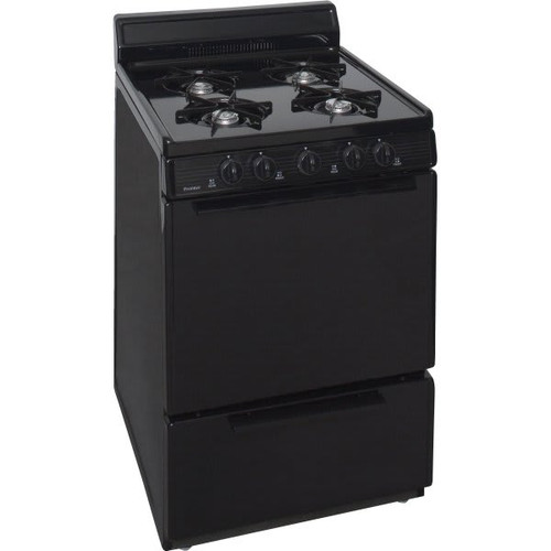 Premier 24 In. 2.9 cu. ft. 4 Burner Gas Freestanding Range, Manual Clean, Black, ADA SCK100BP