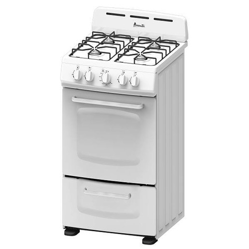 Avanti PRO 20 In. 2.1 cu. ft. 4 Burner Gas Freestanding Range With Solid Metal Door, Manual Clean, White, ADA