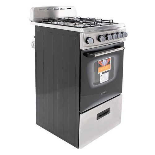 Avanti PRO 20 In. 2.1 cu. ft. 4 Burner Gas Freestanding Range, Maunal Clean, Stainless Steel, ADA