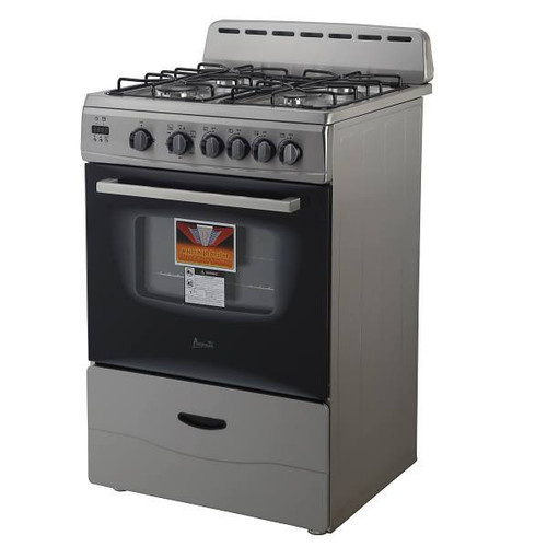 Avanti PRO 24 In. 2.6 Cu. Ft. 4 Burner Gas Freestanding Range, Manual Clean, Stainless Steel, ADA