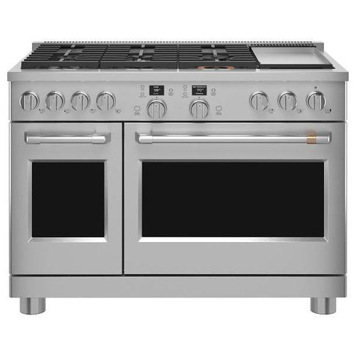 Cafe 48 In. 8.25 cu. ft. 6 Burner Dual-Fuel Gas SmartHQ Double Oven Range, Self-Clean, Stainless Steel, ADA