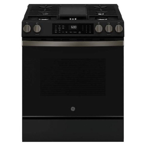 GE 30 In. 5.3 Cu. Ft. 5 Burner Gas SmartHQ Slide-In Range With Air Fry, Steam Clean, Black Slate, ADA