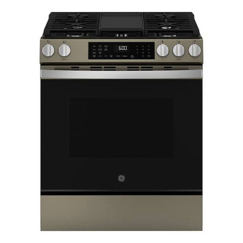 GE 30 In. 5.3 cu. ft. 5 Burner Gas SmartHQ Slide-In Range With Air Fry, Steam Clean, Slate, ADA