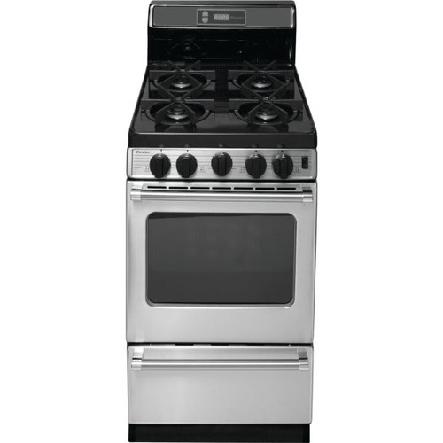 Premier 20 In. 2.4 Cu. Ft. 4 Burner Gas Freestanding Range W/Clock-Timer, Manual Clean, Stainless Steel, ADA