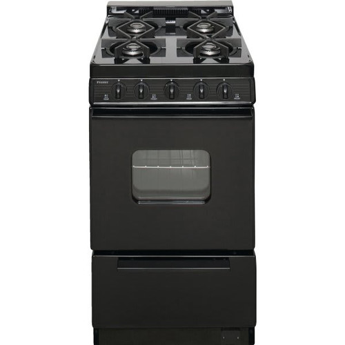 Premier 20 In. 2.4 cu. ft. 4 Burner Gas Freestanding Range With Window, Manual Clean, Black, ADA