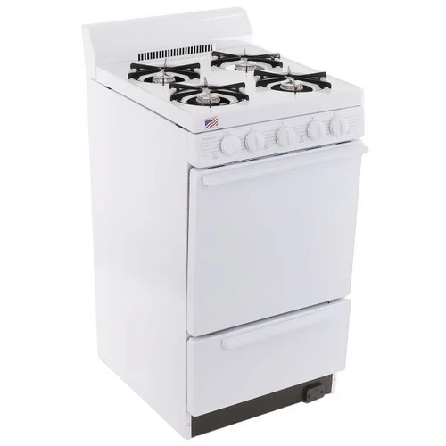 Premier 20 In. 2.4 cu. ft. 4 Burner Gas Freestanding Range, Manual Clean, White, ADA