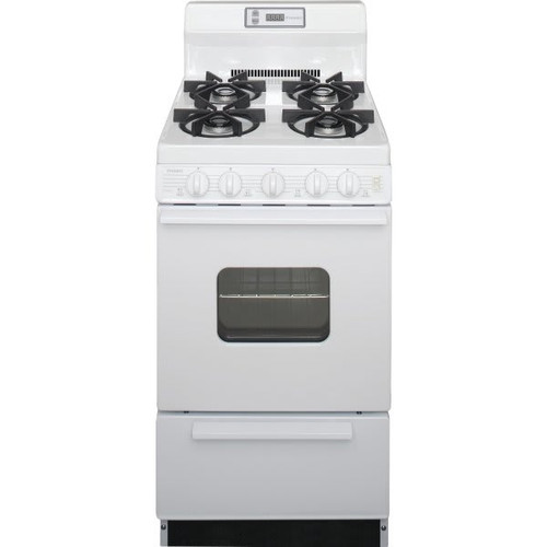 Premier 20" Gas Range Sealed Burners With 8" Backguard And Clock White
