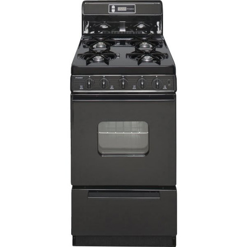 Premier 20" Gas Range With 8" Backguard And Clock Black