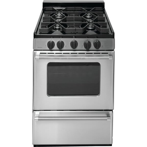 Premier 24 In. 2.9 Cu. Ft. 4 Burner Gas Freestanding Range W/Window, Manual Clean, Stainless Steel, ADA
