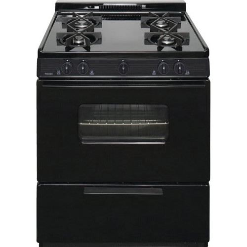 Premier 30 In. 3.9 Cu. Ft. 4 Burner Grate Gas Freestanding Range W/Window, Manual Clean, Black, ADA