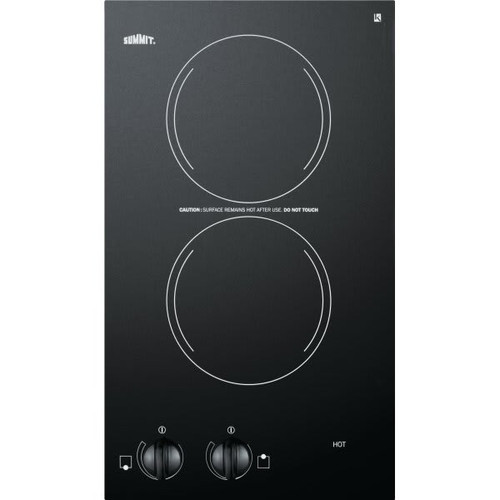 Summit Appliance 20" Two-Burner Electric, Smooth Cooktop W/ Black Glass Surface