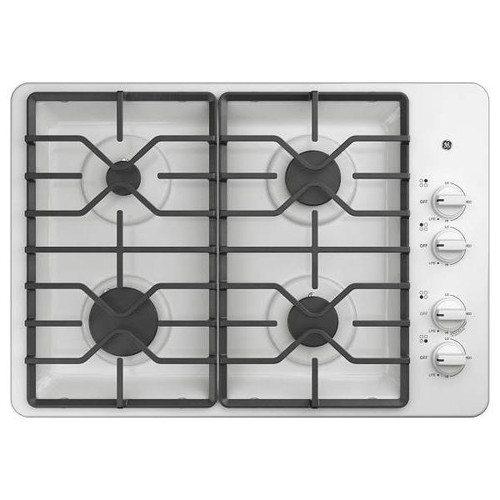 GE 30 In. 4 Burner Grate Built-In Gas Cooktop With Power Burners, White, ADA