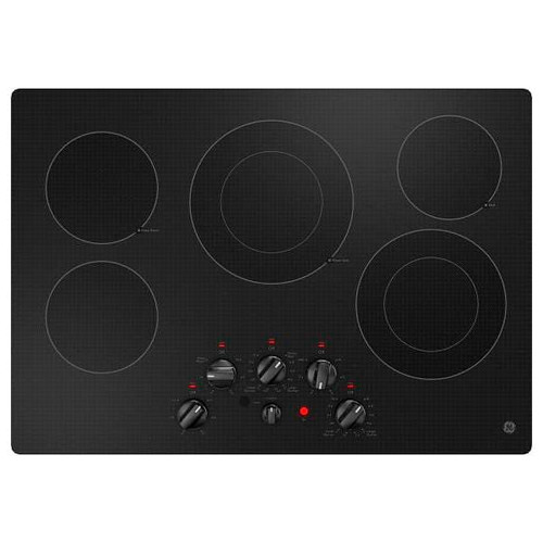 GE 30 In. 5 Burner Smooth Surface Radiant Electric Cooktop, Built-In Knob Control, Black, ADA