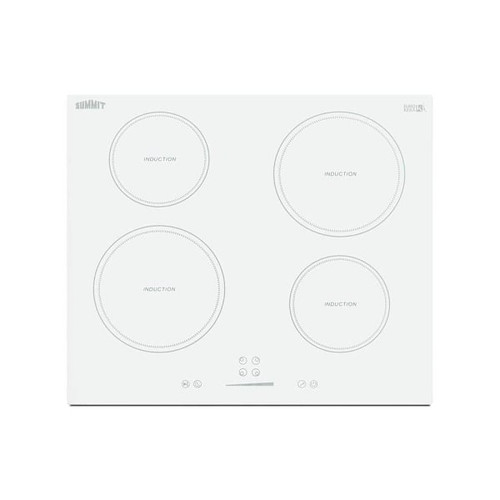 Summit Appliance 24" 4-Zone Built-In Induction Cooktop In White Glass