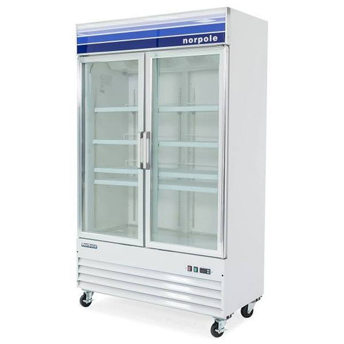 Norpole 2 Swing Glass Door Merchandiser Freezer 49" In White