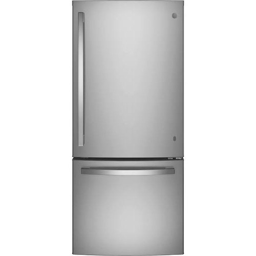 GE ENERGY STAR 21.0 cu. ft. 30in. Bottom Freezer Refrigerator With Ice Maker, Stainless Steel