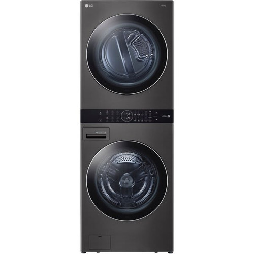 Lg Single Unit Electric Washtower With Center Control, Black Steel