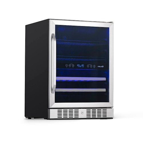 NewAir 24" Built-In Dual Zone 20 Bottle And 70 Can Wine And Beverage Fridge In Stainless Steel With Splitshelf And Smooth Rolling Shelves