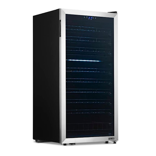 NewAir Freestanding 98 Bottle Dual Zone Compressor Wine Fridge With Low-Vibration Ultra-Quiet Inverter Compressor, Adjustable Racks