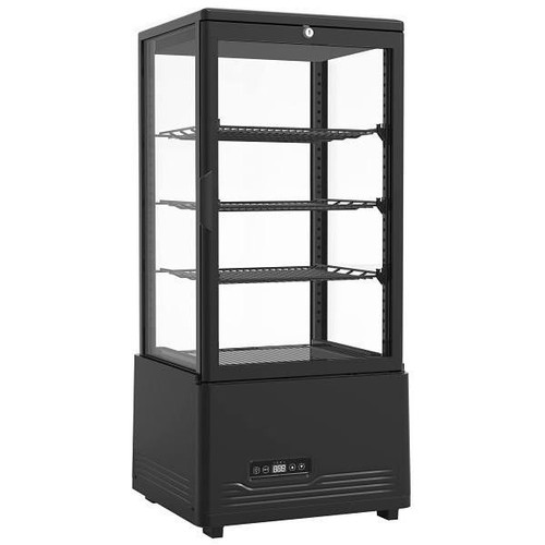 Premium Levella 2.9 Cu. Ft. 4-Sided Glass Refrigerated Display Case In Black