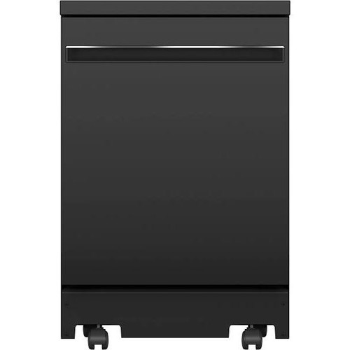 GE ENERGY STAR 24 In. Top Control SmartHQ Portable Dishwasher With Ss Interior, Sanitize Cycle, Black