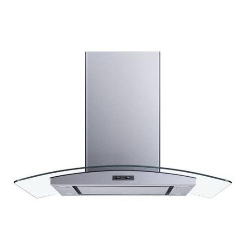 Winflo 36" Convertible Stainless Steel Glass Island Range Hood, Steel Panel