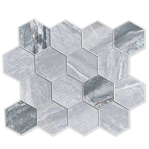 Dip Design Is Personal Hex Tile, Charcoal Travertine, 12" X 12", Case Of 10 TB-WJS-516