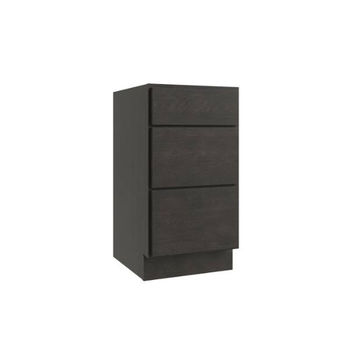 CNC CABINETRY Luxor 3-Drawer Vanity Base Cabinet, 24"W, Shaker Smoky Grey L02-VDB24