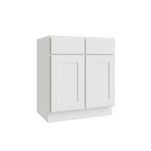 CNC CABINETRY Luxor Vanity Base Cabinet, 30"W X 34.5"H X 18"D, Shaker White L10-V3018