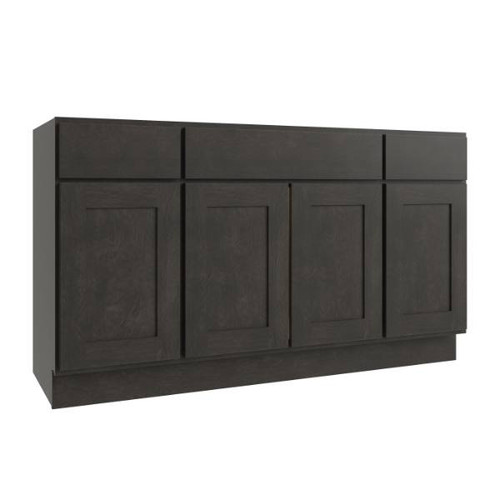 CNC CABINETRY Luxor 4-Door Vanity Base Cabinet, 60"W X 34.5"H, Shaker Smoky Grey L02-VB60