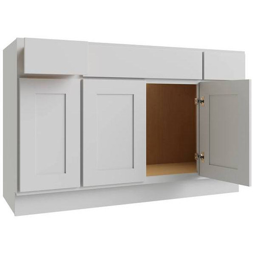 CNC CABINETRY Luxor 4-Door Vanity Base Cabinet, 60"W X 34.5"H, Shaker White L10-VB60