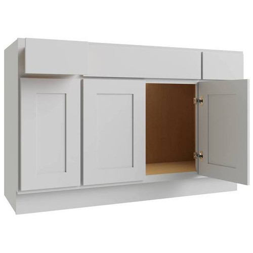 CNC CABINETRY Luxor 4-Door Vanity Base Cabinet, 54"W X 34.5"H, Shaker White L10-VB54