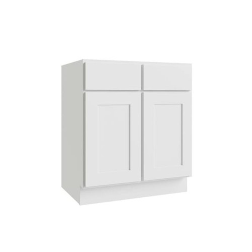 CNC CABINETRY Luxor Vanity Base Cabinet, 33"W X 34.5"H X 21"D, Shaker White L10-V33
