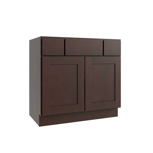 CNC CABINETRY Luxor 2-Drawer Vanity Base Cabinet, 36"W, Shaker Espresso L11-VSB36
