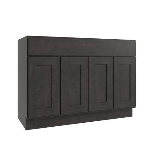 CNC CABINETRY Luxor Vanity Base Cabinet, 48"W X 34.5"H X 21"D, Shaker Smoky Grey L02-V48