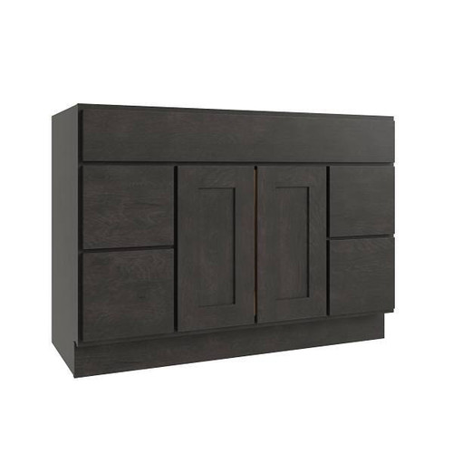 CNC CABINETRY Luxor 2-Door Vanity Cabinet, 48"Wx34.5"Hx21"D, Shaker Smoky Grey L02-V48DD