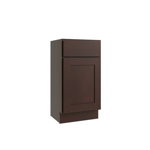 CNC CABINETRY Luxor Vanity Base Cabinet, 18"W X 34.5"H X 16"D, Shaker Espresso L11-V1816