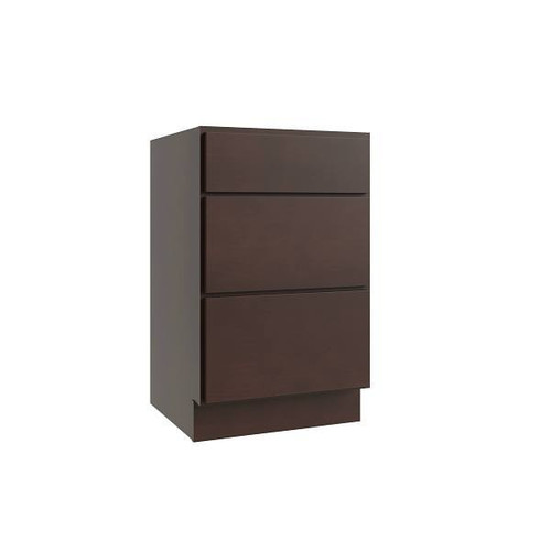 CNC CABINETRY Luxor 3-Drawer Vanity Base Cabinet, Ada, 12"W, Shaker Espresso L11-VDB12-HA