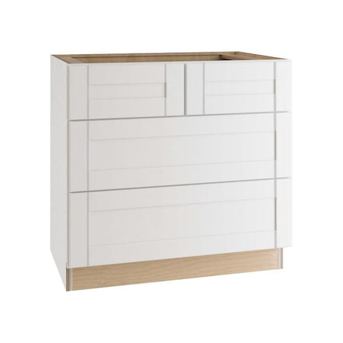 Express Shaker 36 In W X 24 In D X 34.5 In H Assembled Plywood Base Kitchen Cabinet In Vesper White With Drawers BCT36-XVW