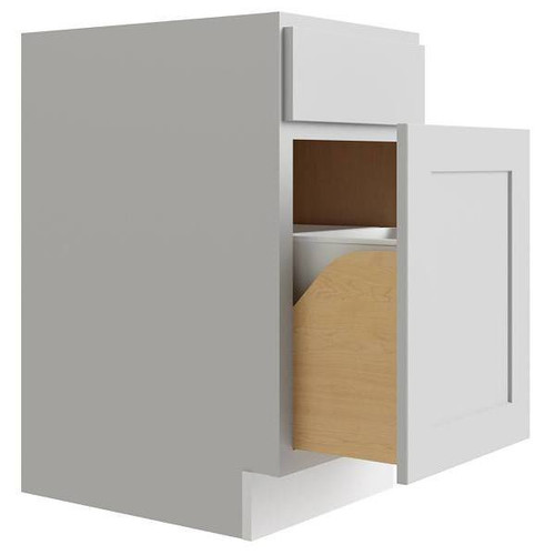CNC CABINETRY Luxor Waste Basket Cabinet, 18"W X 24"D, Shaker Misty Grey L03-BWBK18