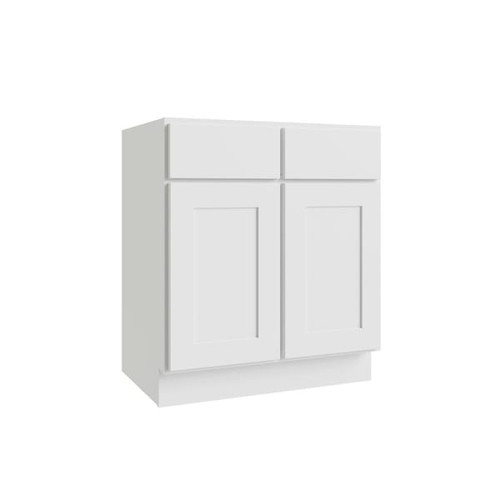 CNC CABINETRY Luxor Vanity Base Cabinet, 30"W X 34.5"H X 21"D, Shaker White L10-V30