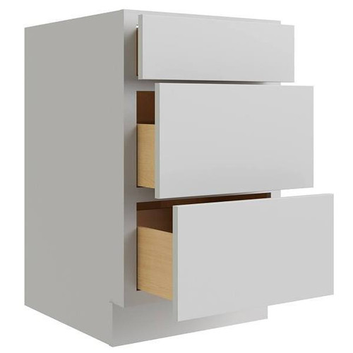 CNC CABINETRY Luxor 36" 3-Drawer Base Cabinet, Shaker Misty Grey L03-DB36