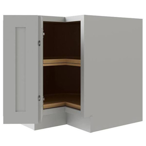 CNC CABINETRY Luxor 36" Lazy Susan Corner Cabinet, Ada, Left, Shaker Misty Grey L03-CAR36L-HA